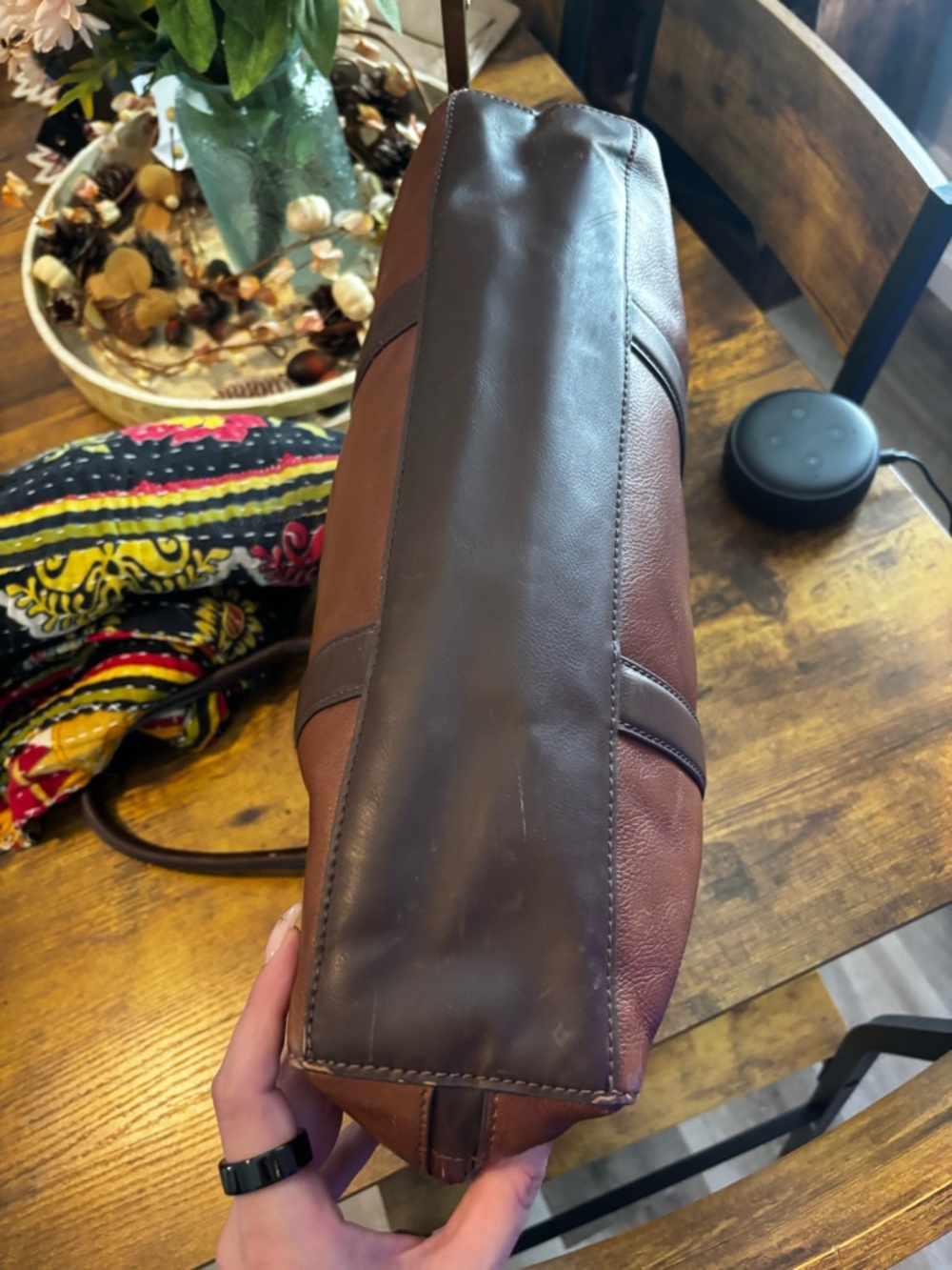 Fossil Brown Leather Satchel Carryall Weekender Bag - Picture 6 of 9